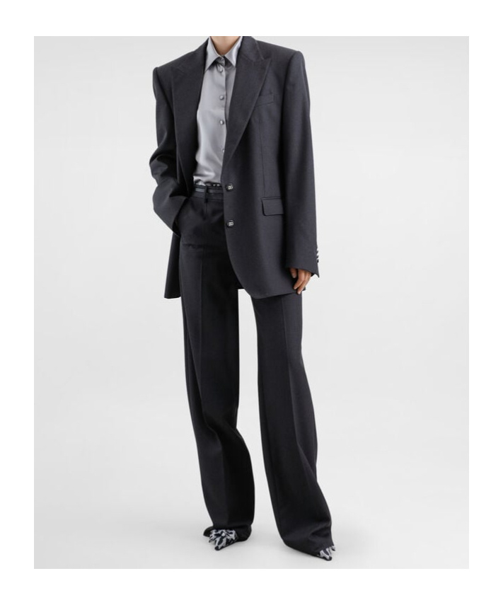 Dolce & Gabbana Flared Woolen Pants In Black