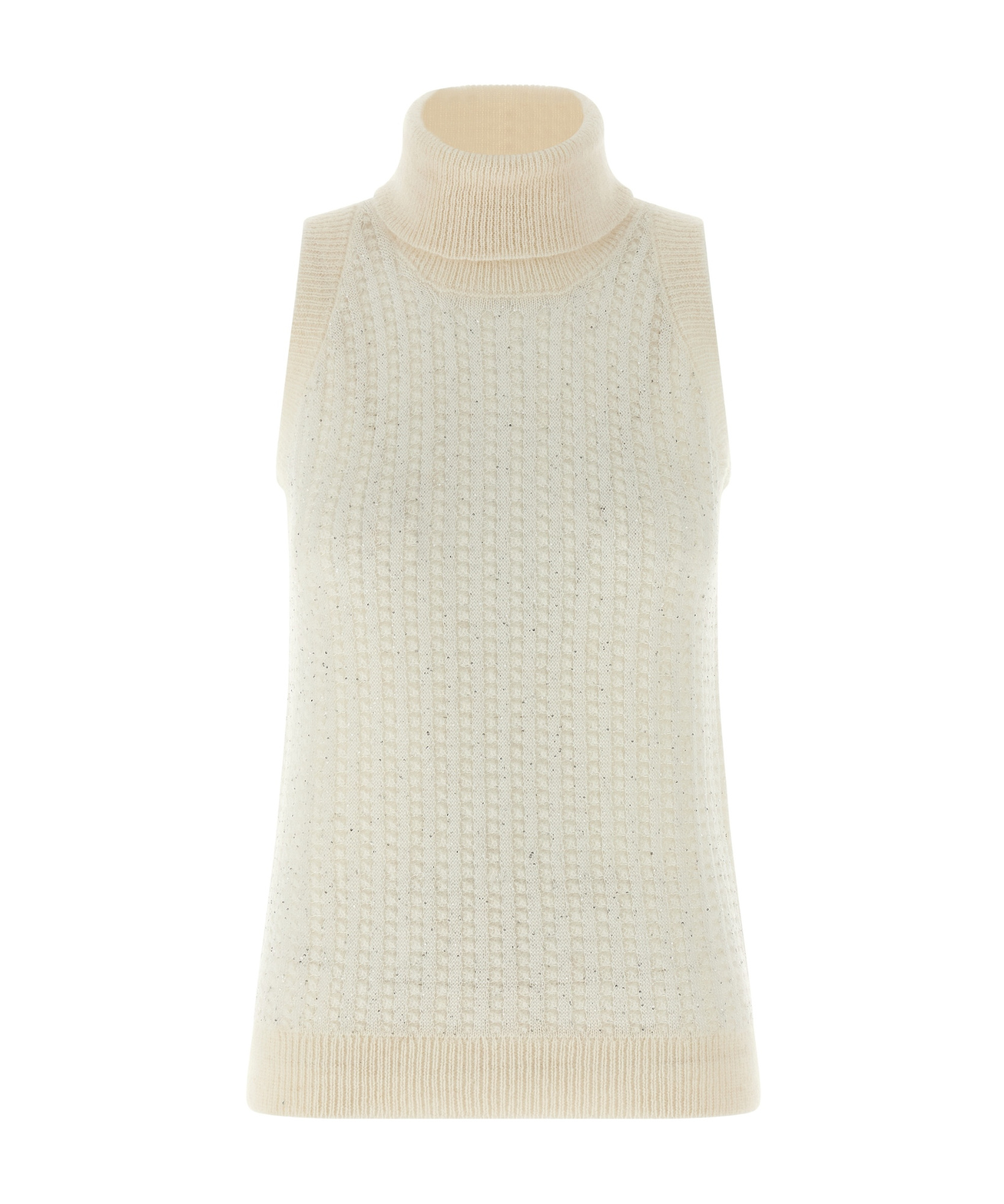 Peserico Turtleneck Sleeveless Knitted Vest In White