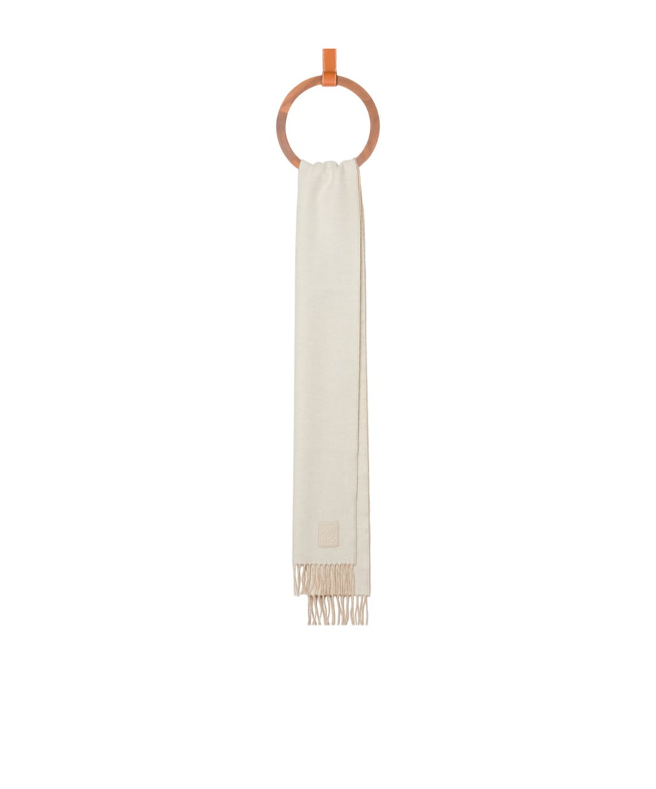 Shop Loewe Scarf In Wool And Cashmere In White