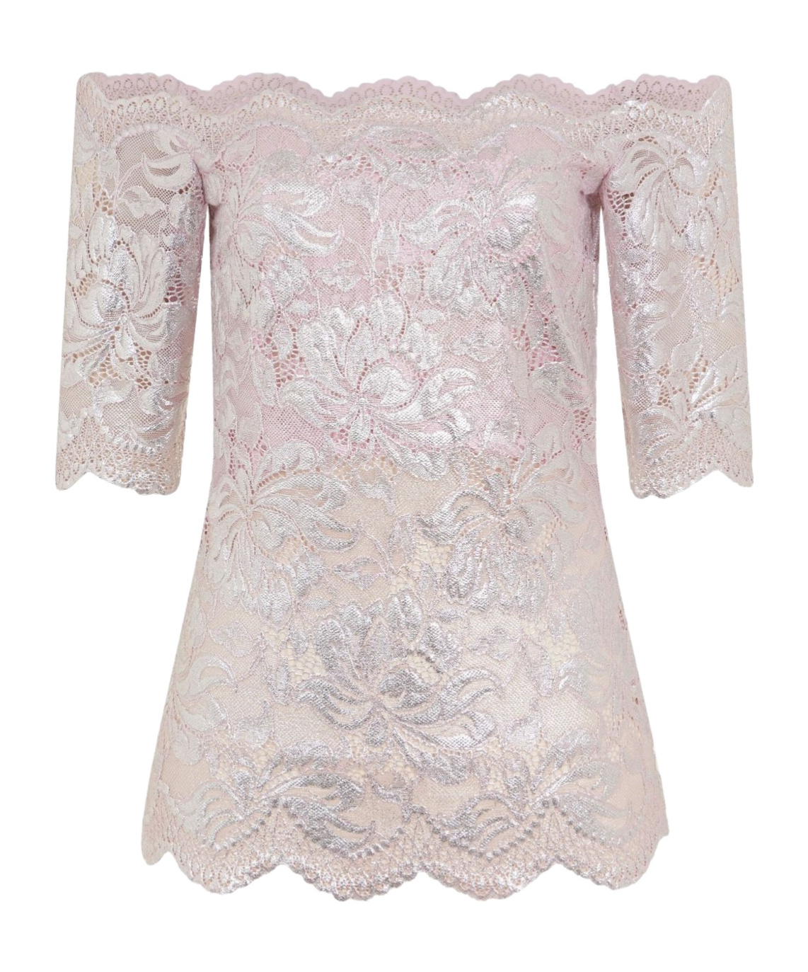 Rabanne Off-the-shoulder Lace Top With Floral Patterns In White