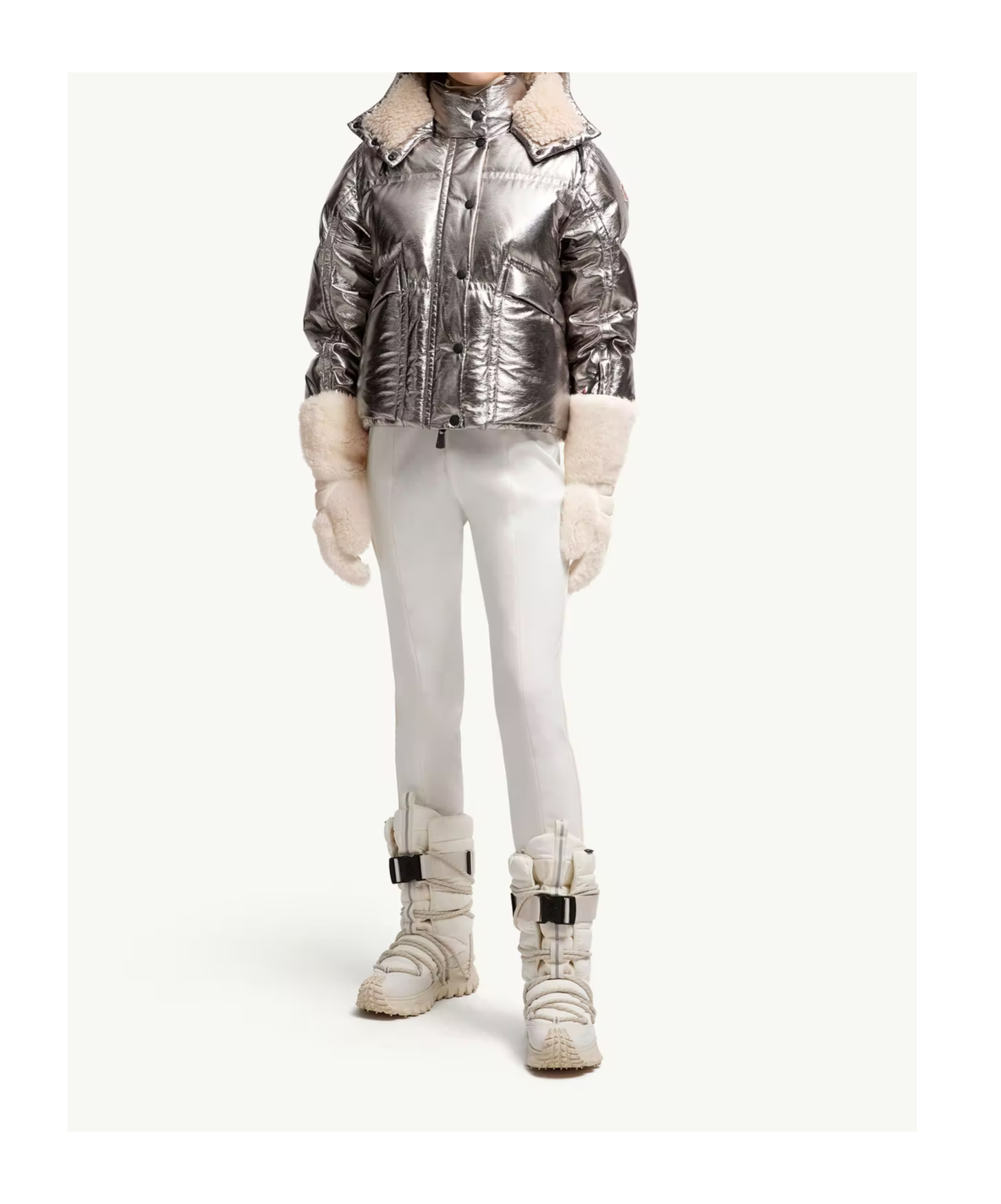 Moncler Calaque Metallic Hooded Down Ski Jacket In Silver