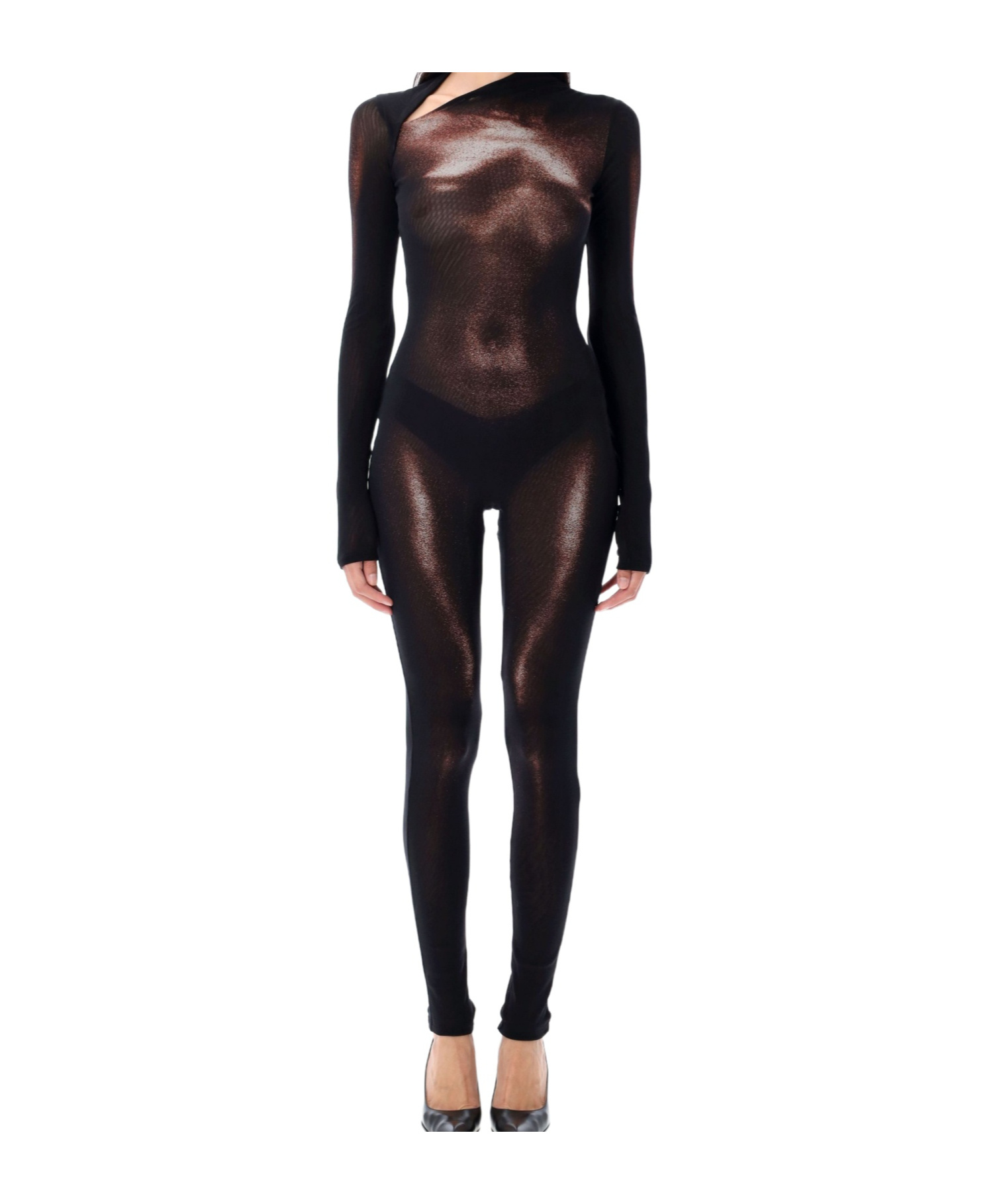 Jean Paul Gaultier Womens Black Brown Printed Long-sleeves Woven Jumpsuit Xs In Black