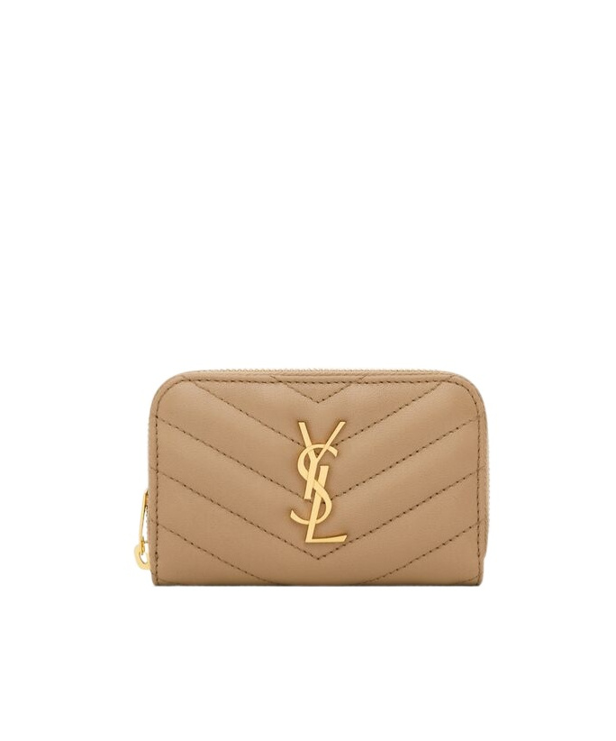 Saint Laurent Cassandre Change Purse In Lambskin In Brown