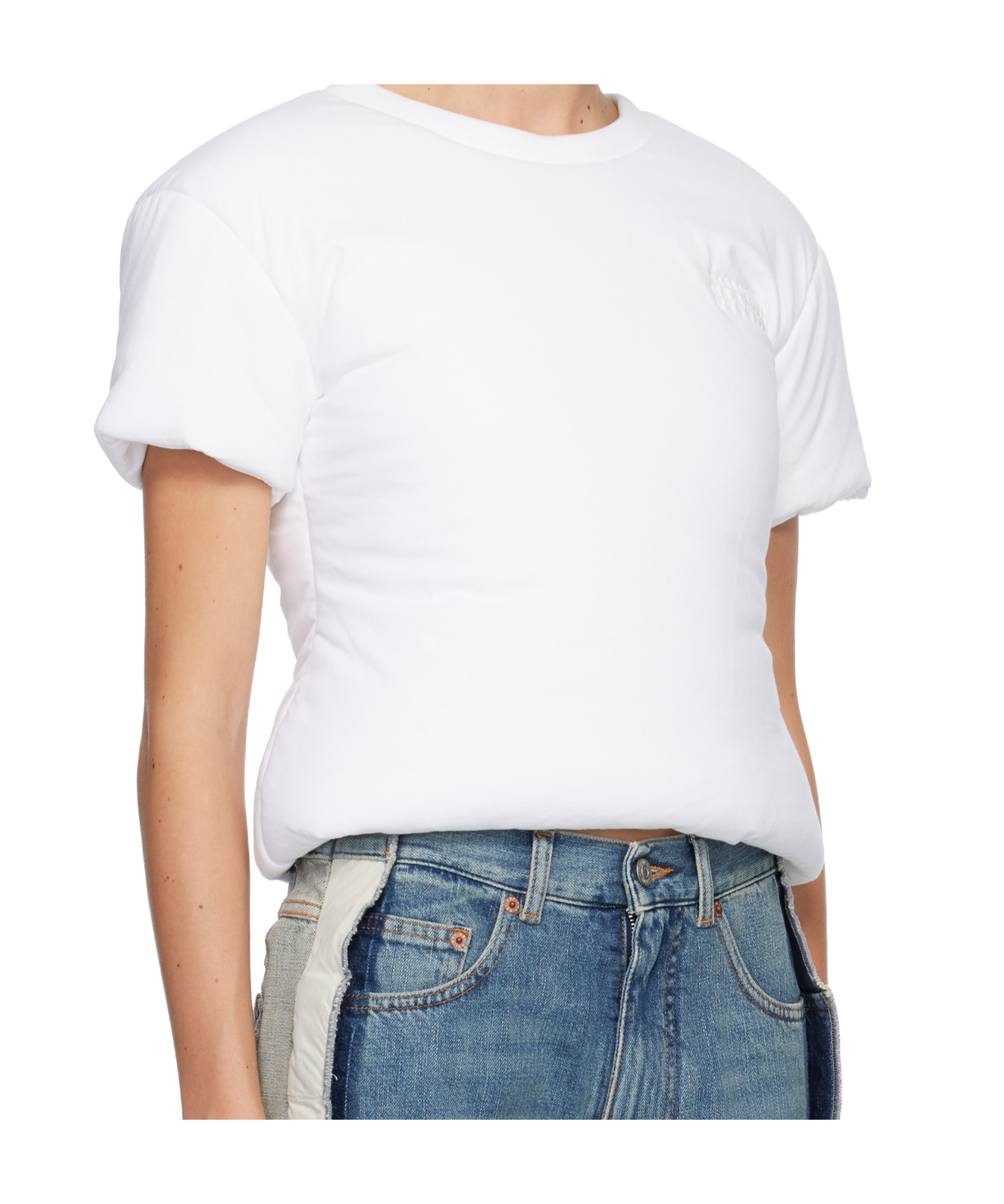 Mm6 Maison Margiela Padded Cotton T-shirt In White