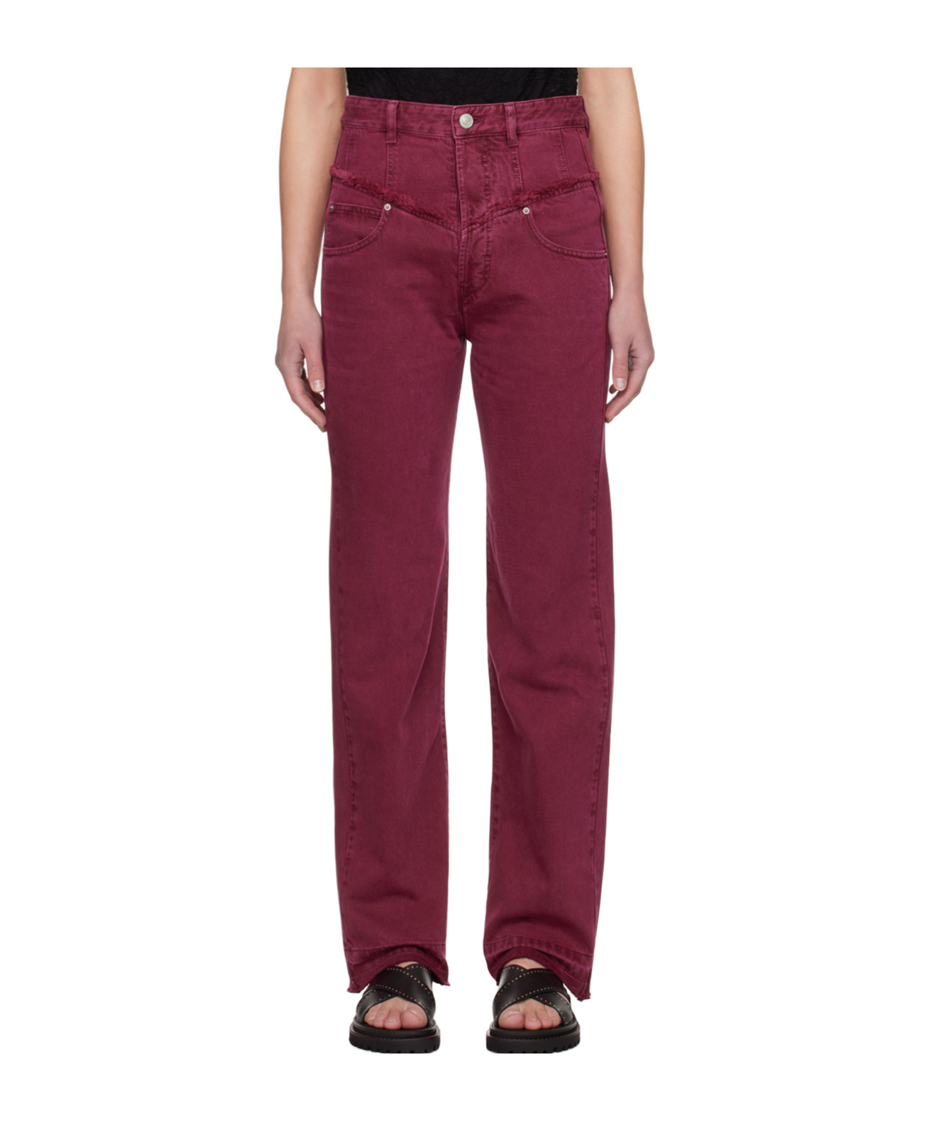 Isabel Marant Noemie Raw-edge Straight Leg Jeans In Red