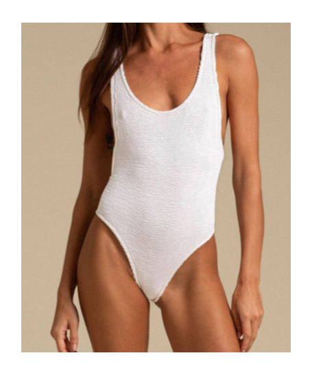 Reina Olga Ruby Stretch Design Sleeveless Swimsuit In White