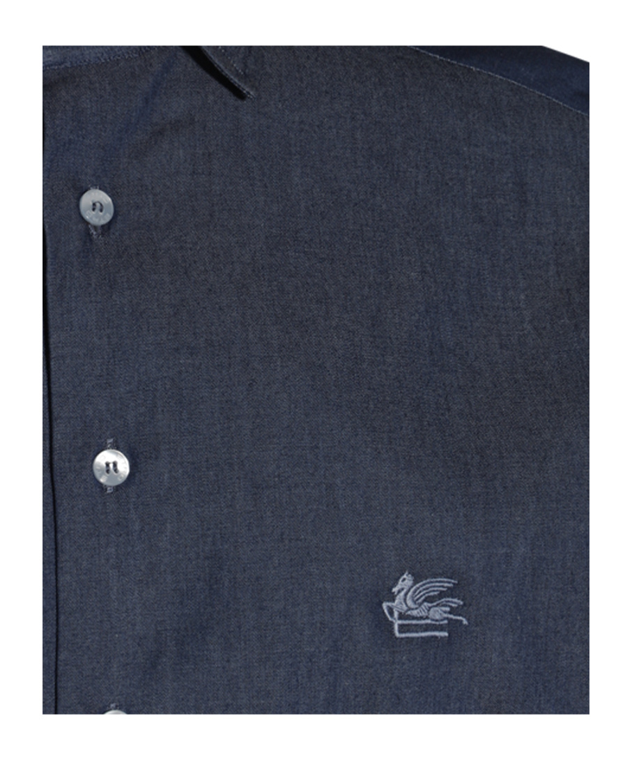 Etro Shirt Long Sleeves Pointed Collar Regular Fit In Blue