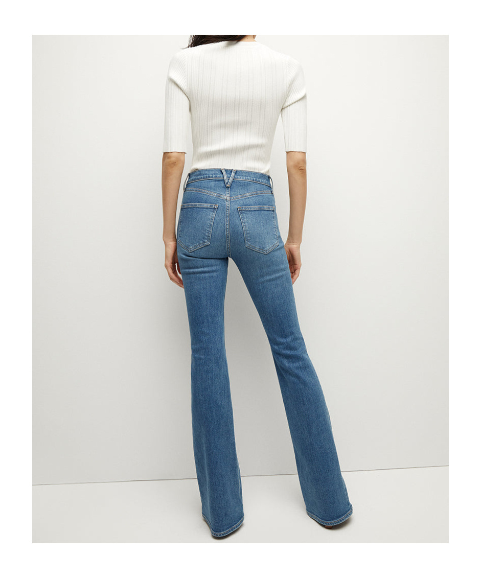 Veronica Beard Carson Raw Hem High Waist Ankle Flare Jeans In Blue