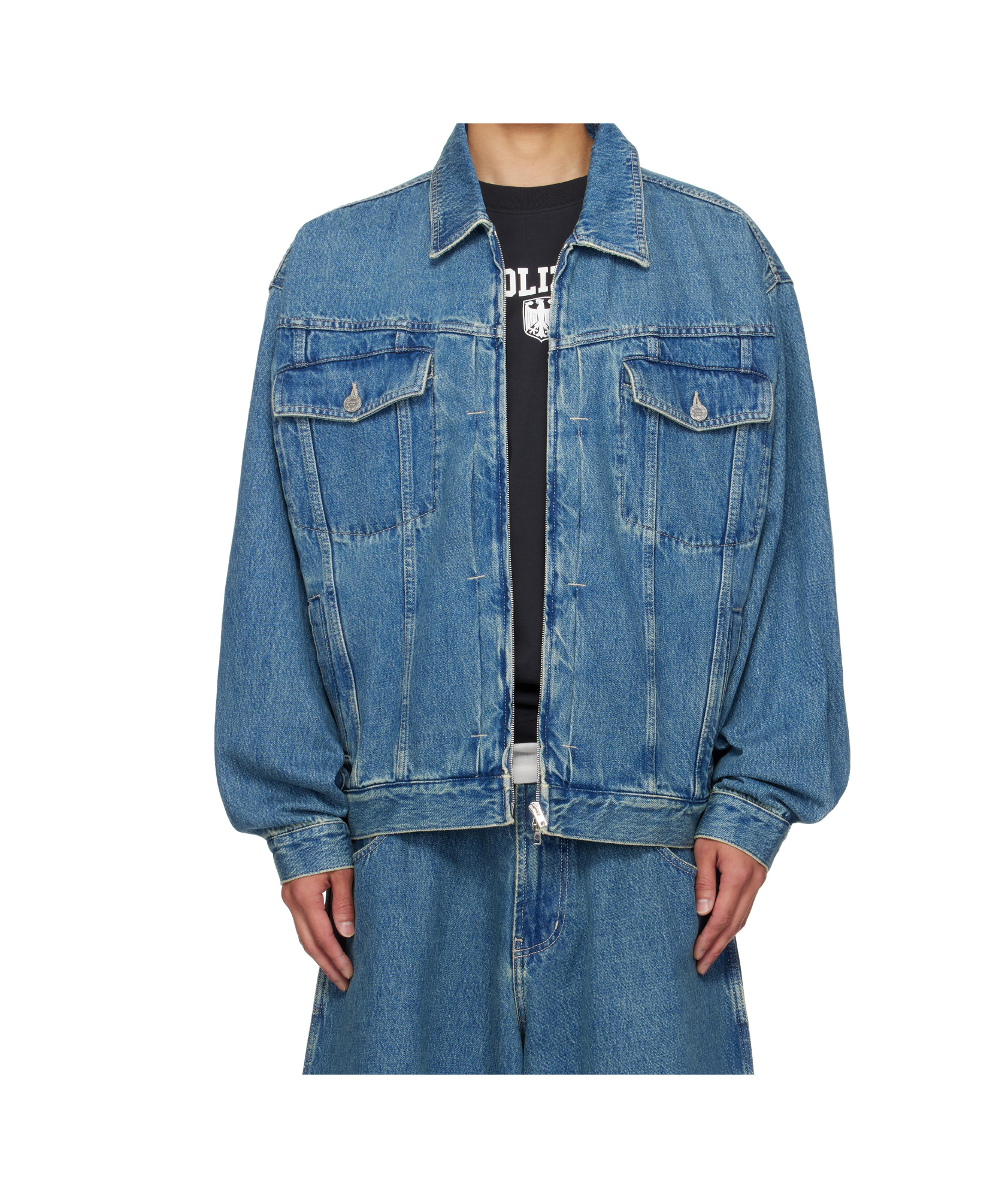 Vetements Hip-hop Denim Jacket In Blue