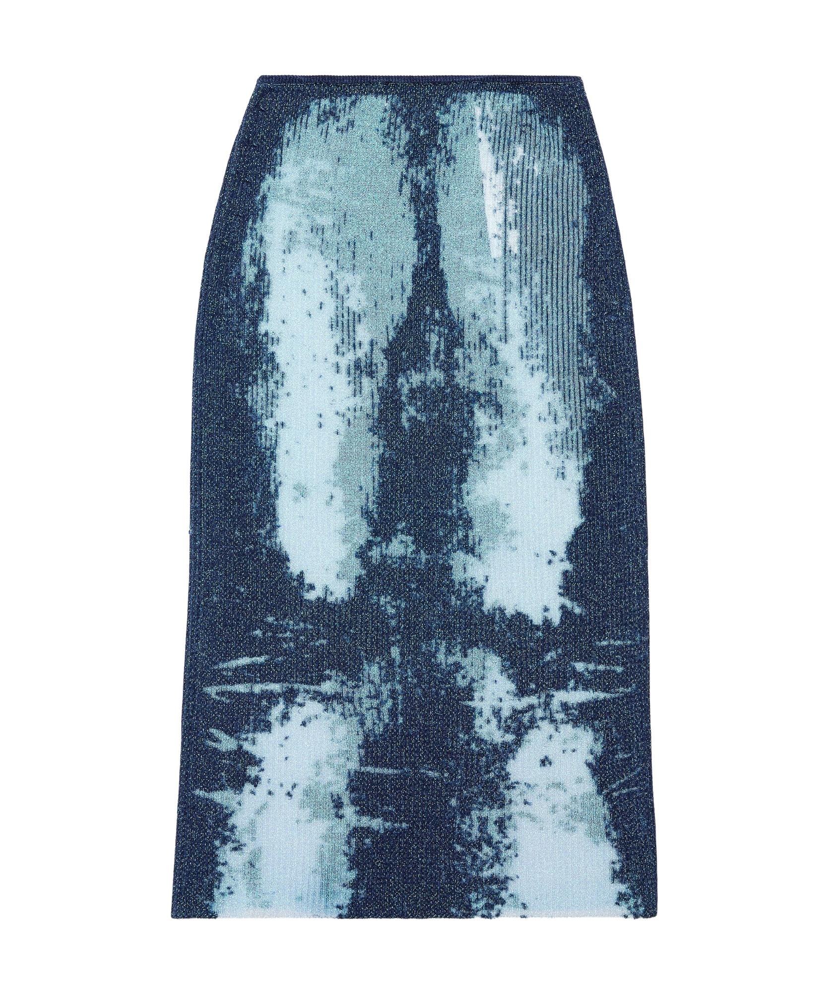 Diesel Blue Midi Skirt In Devor Metallic Knit In Blue