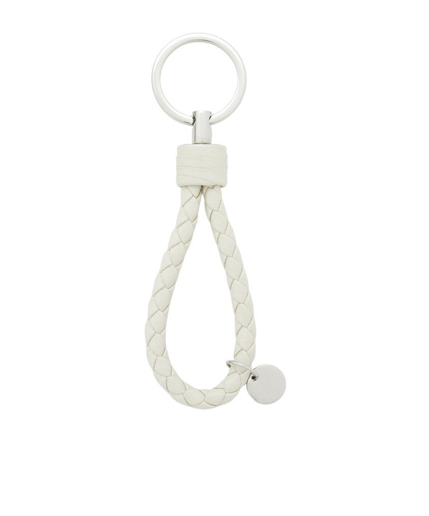 Bottega Veneta Woven Design Key Chain In White