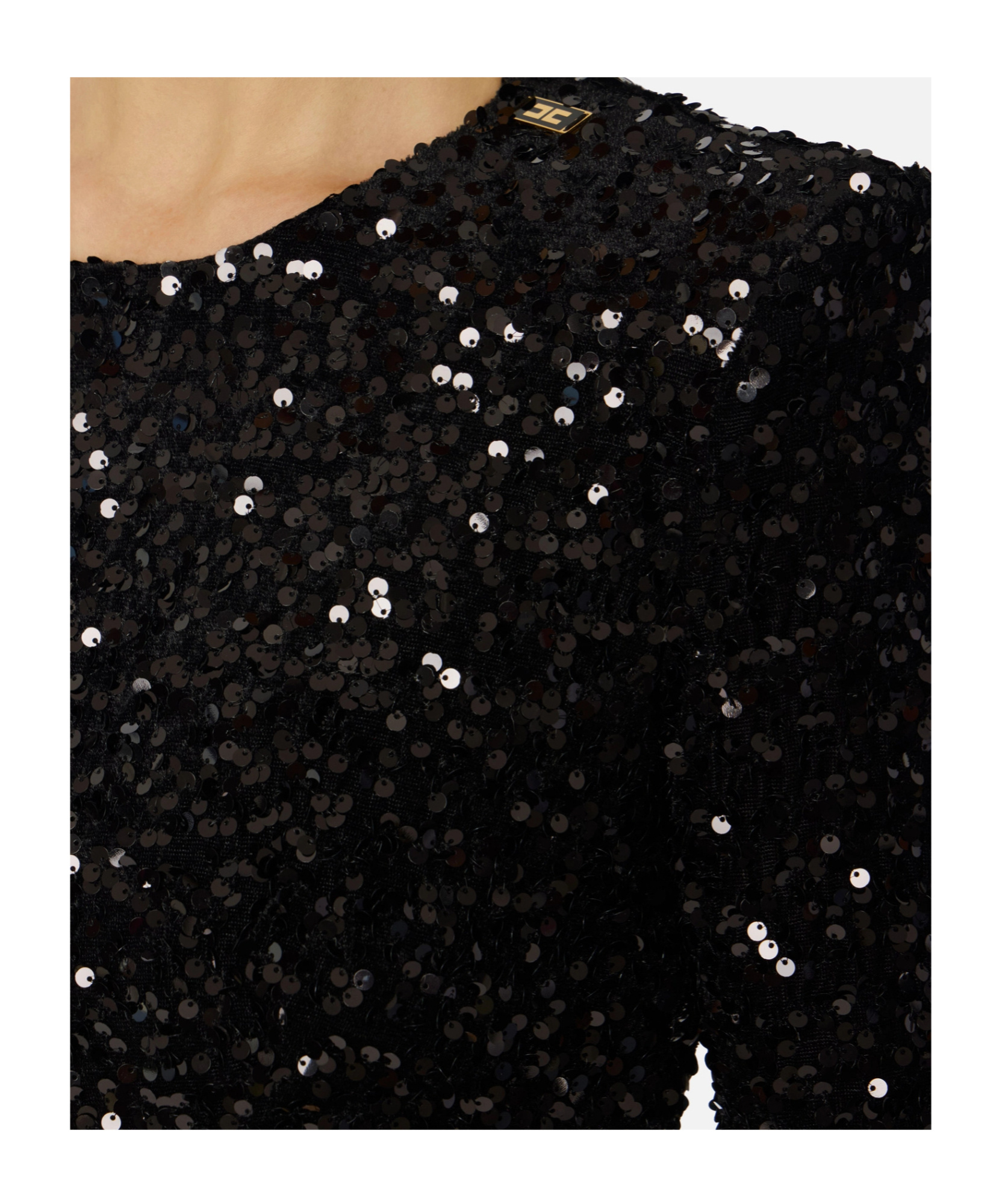 Elisabetta Franchi Sequin Top In Black