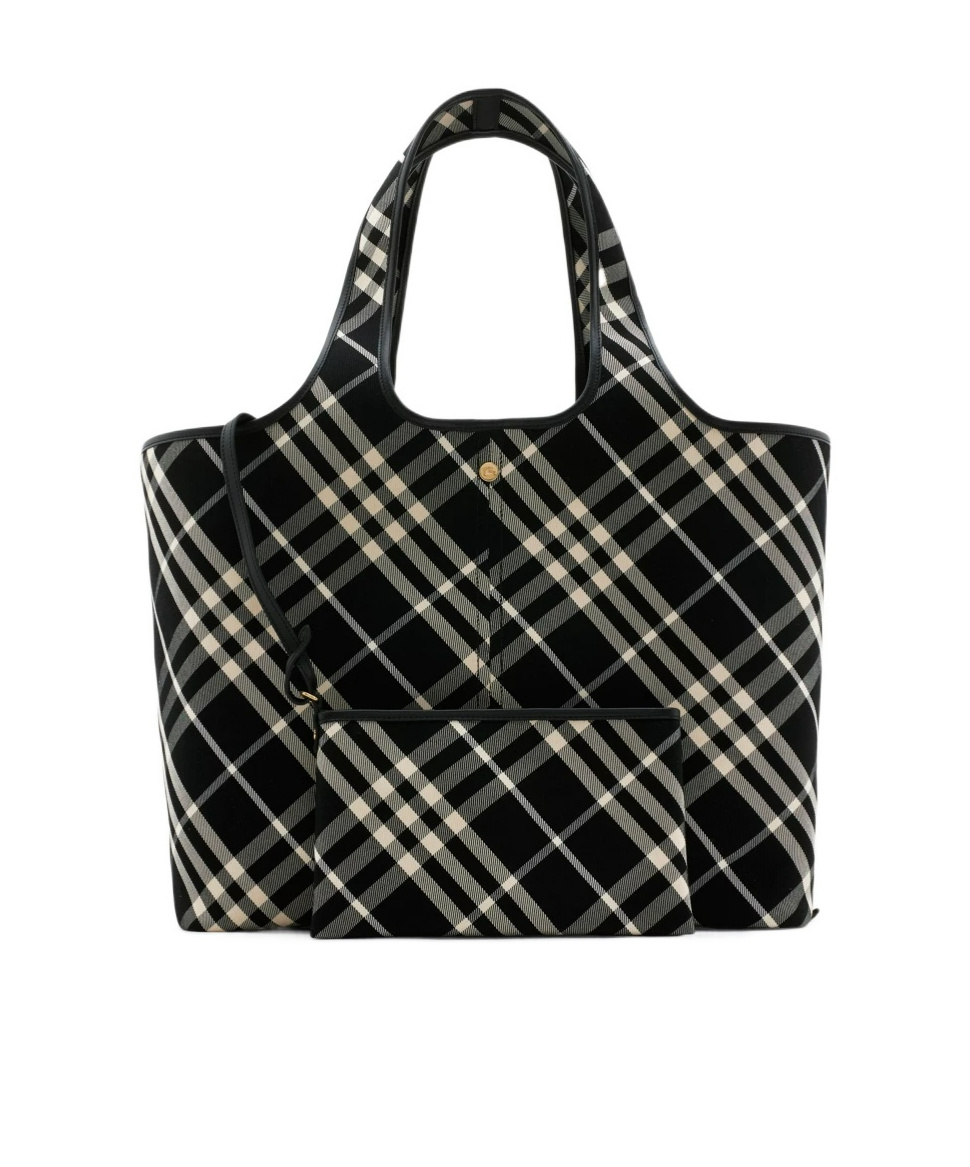 Burberry Medium Vintage Check Tote Bag In Black