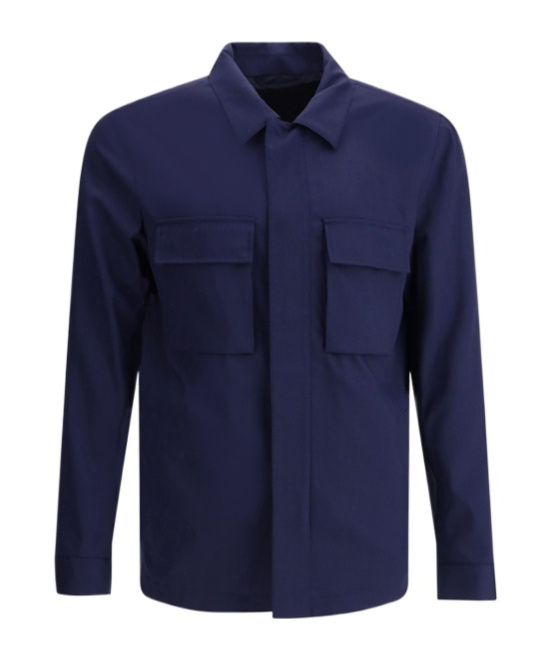 Shop Kiton Long Sleeve Casual Jacket In Blue