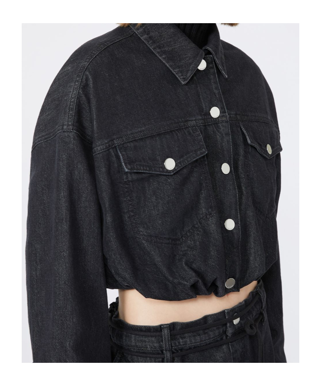 Sportmax Cropped Denim Jacket In Black