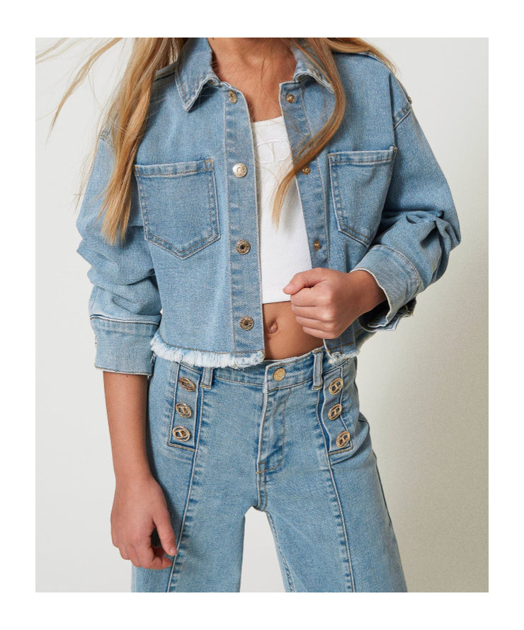 Twinset Frayed Denim Jacket In Blue