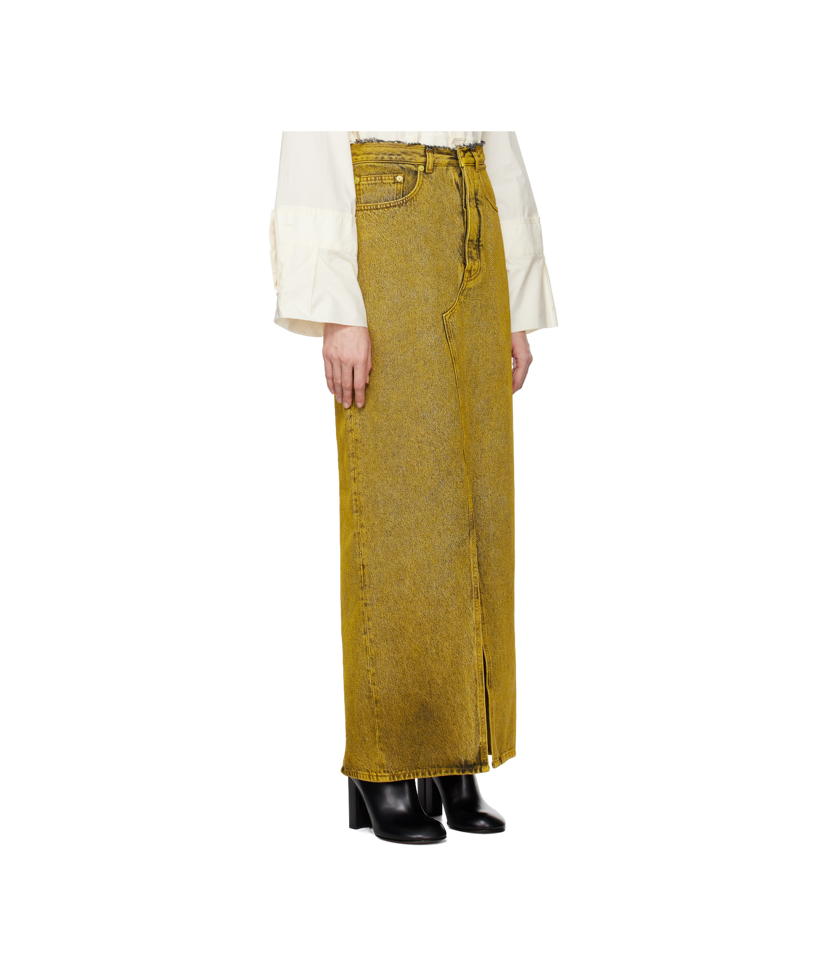 Shop Mm6 Maison Margiela Denim Maxi Skirt In Brown