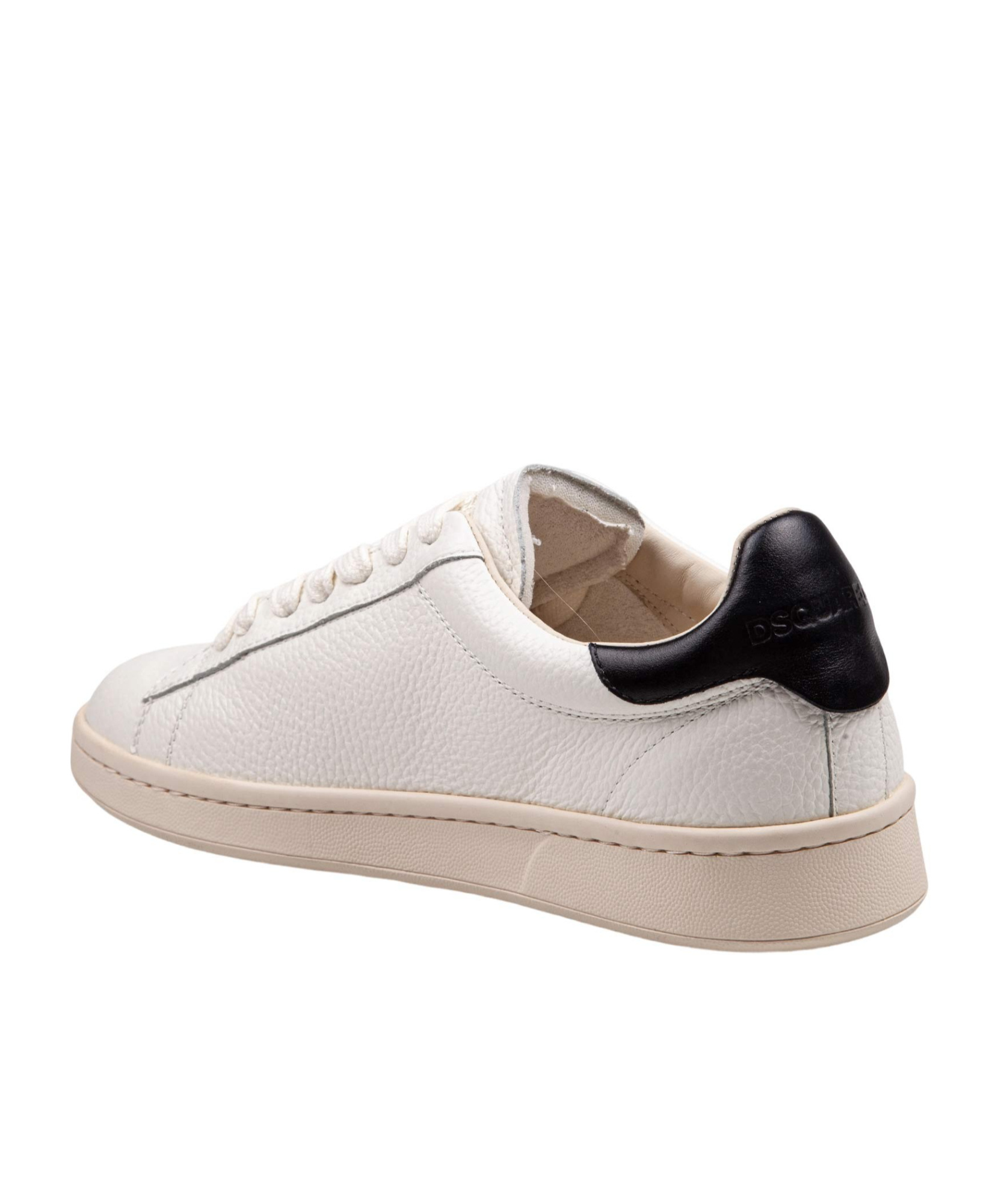 Dsquared2 Boxer Sneakers In Leather Color Black And White In Nude
