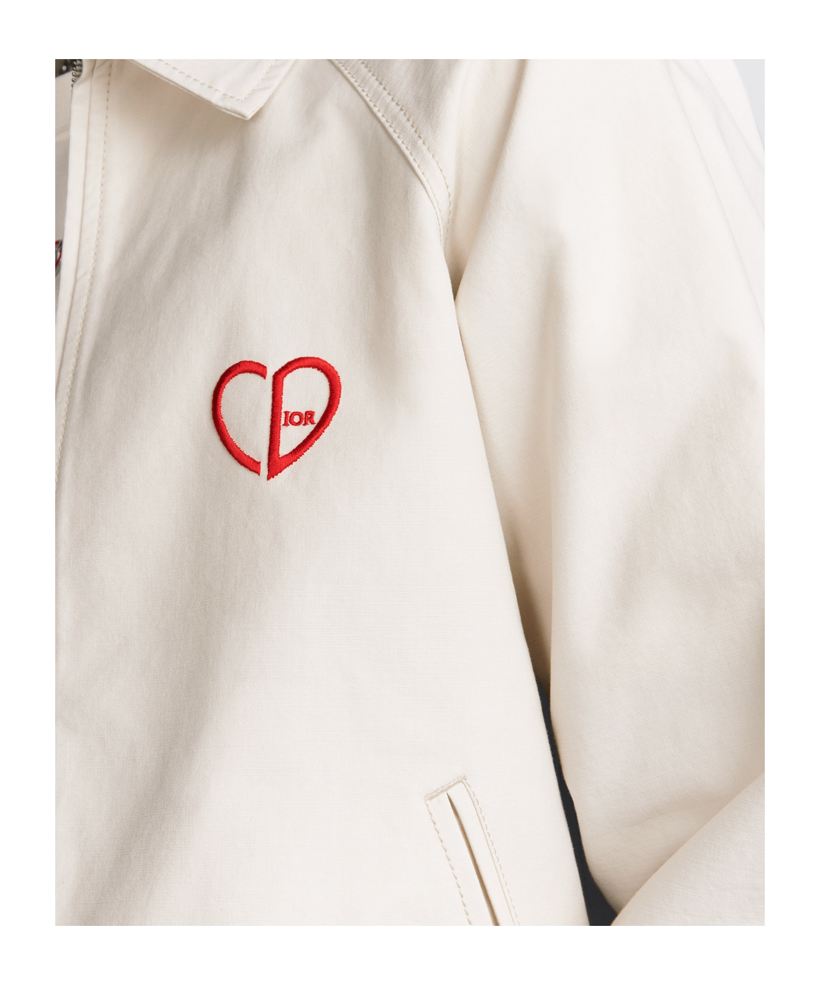 Dior Lightweight Cotton Bomber Jacket With Embroidered Logo In White