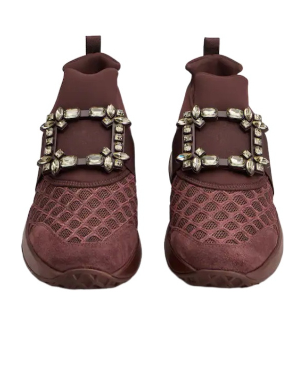 Roger Vivier Viv' Run Sneakers In Fabric In Burgundy