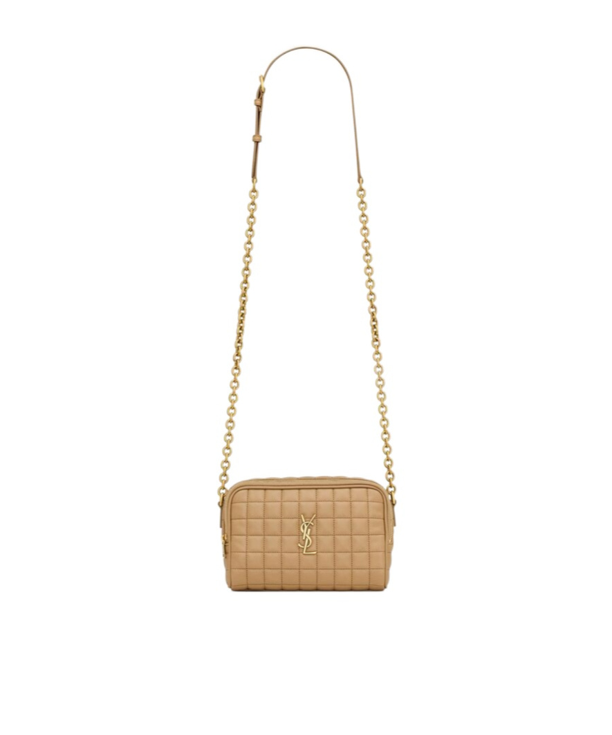 Saint Laurent Cassandre Cross Body Bag In Nude
