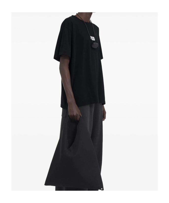 Mm6 Maison Margiela Mm6 By Maison Margiela Relaxed-fit Black Cotton T-shirt With Front Logo Patch
