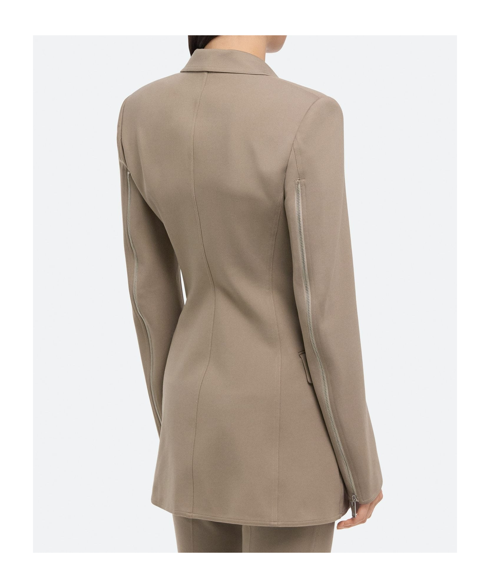Helmut Lang Roma Zip Sleeve Single Breasted Ponte Knit Blazer In Nude