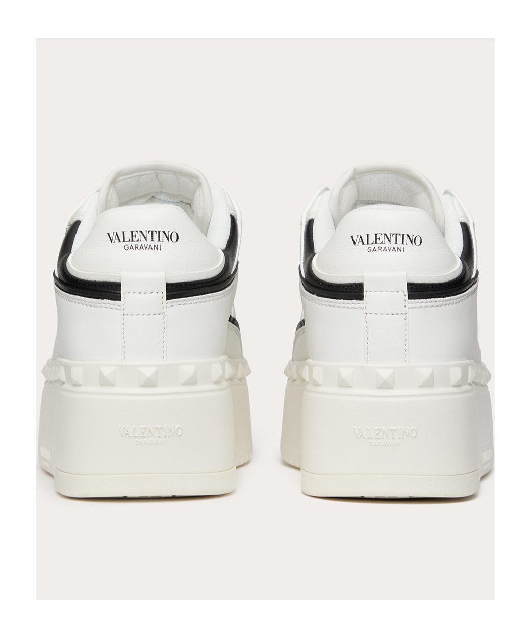 Valentino Bicolor Leather Platform Sneakers In White