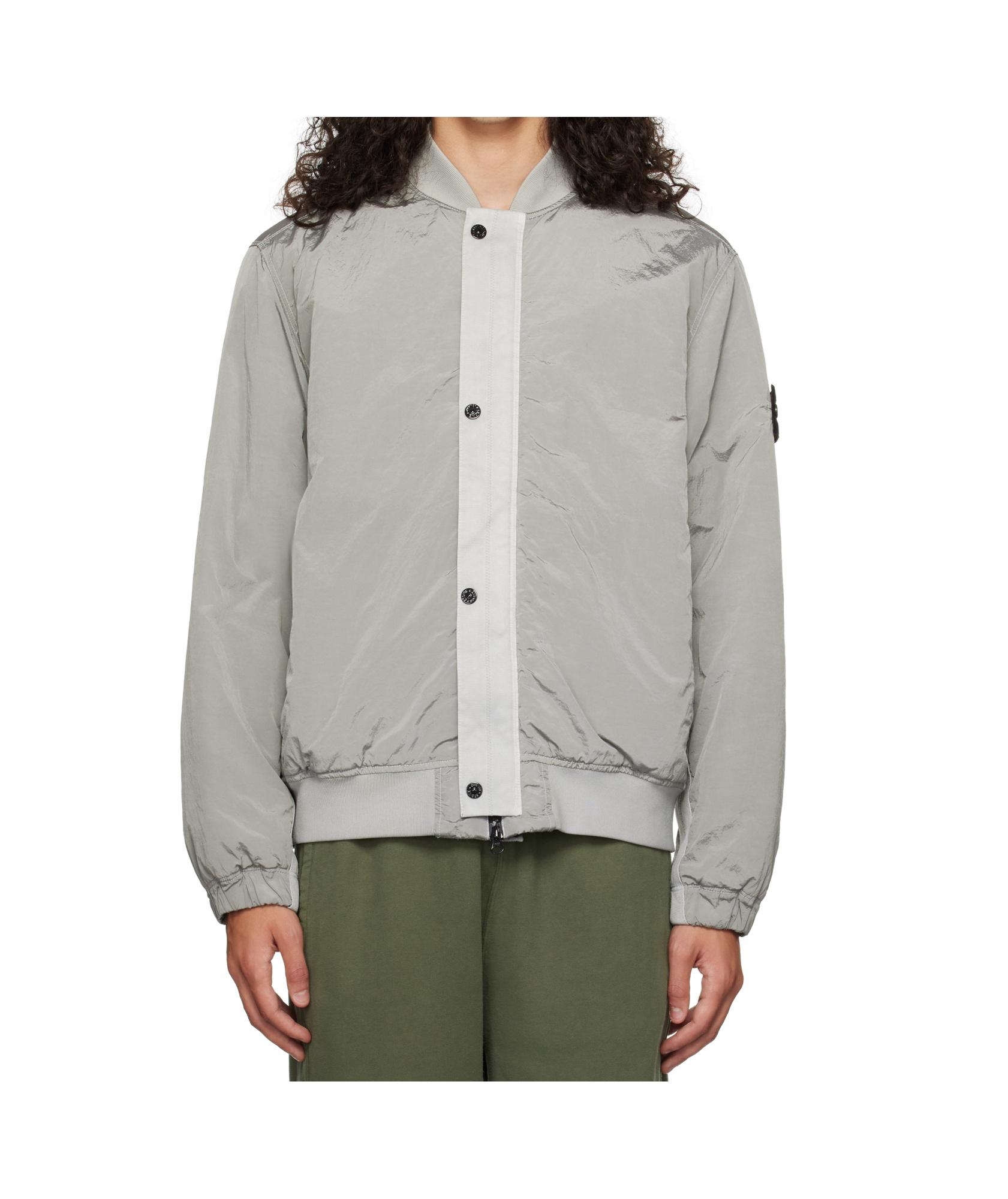 Stone Island Long-sleeved Pilot Jacket In Gray