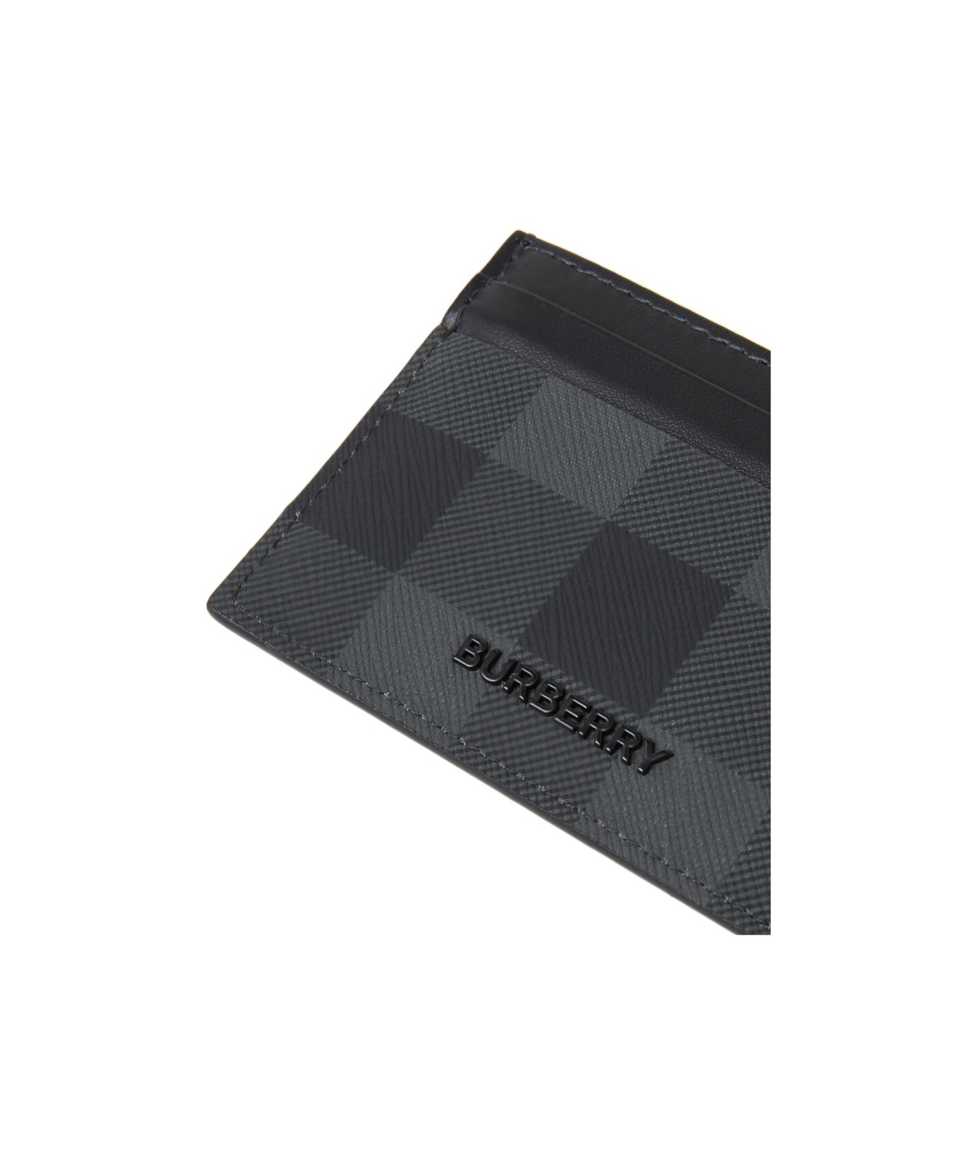 Burberry Compact Checkered Canvas Card Holder In Black