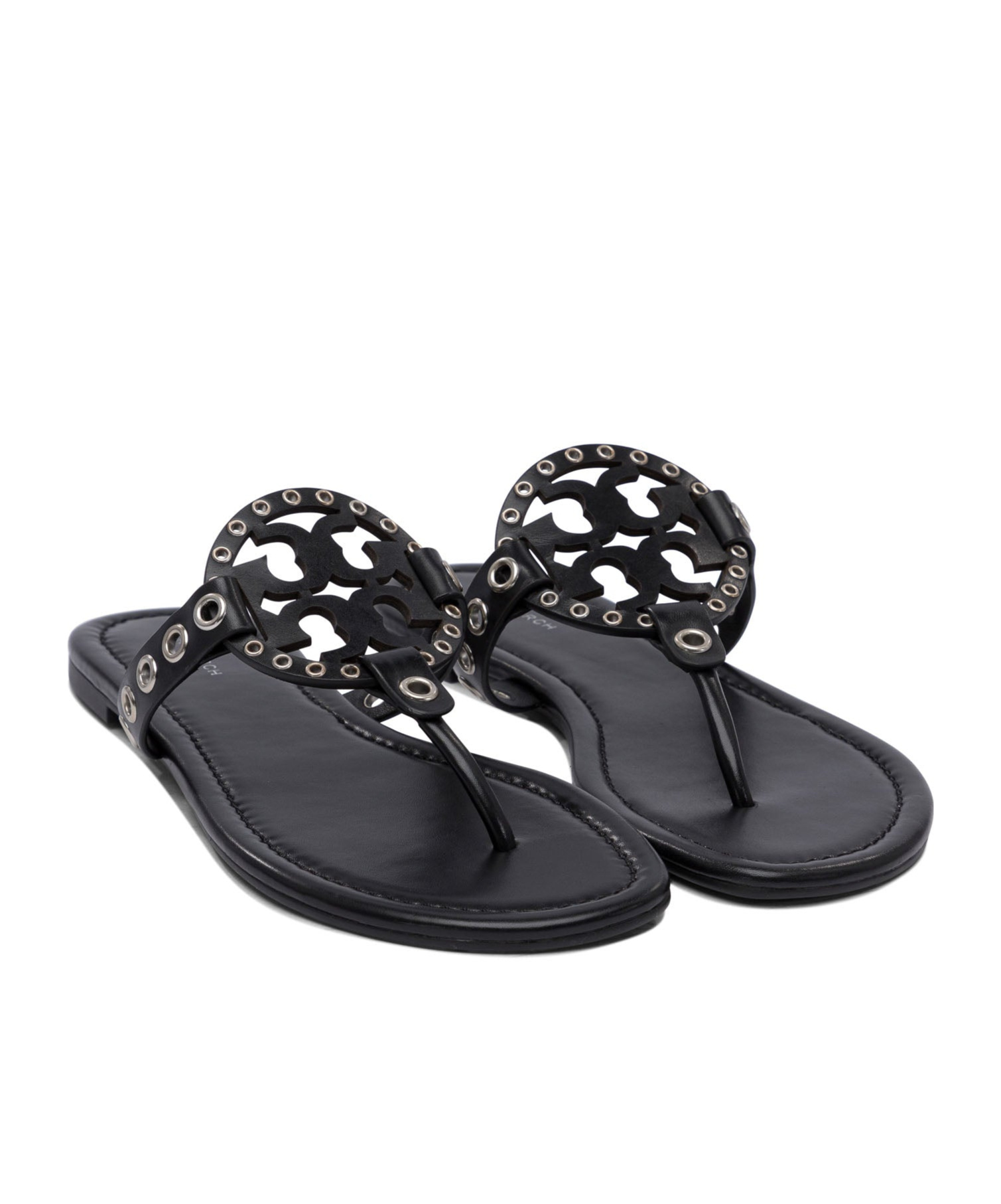 Tory Burch Eyelet-embellished Sandals In Black