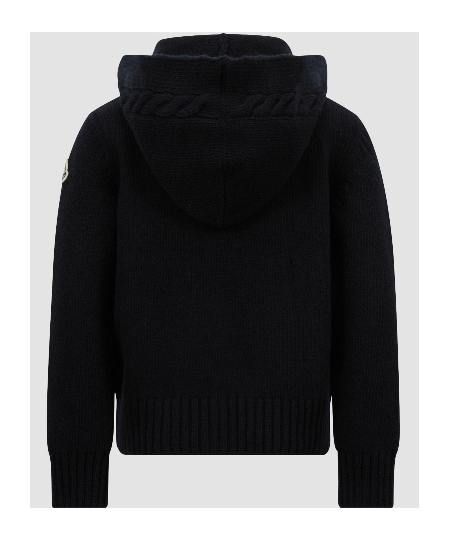 Moncler Long-sleeved Wool Hoodie In Blue