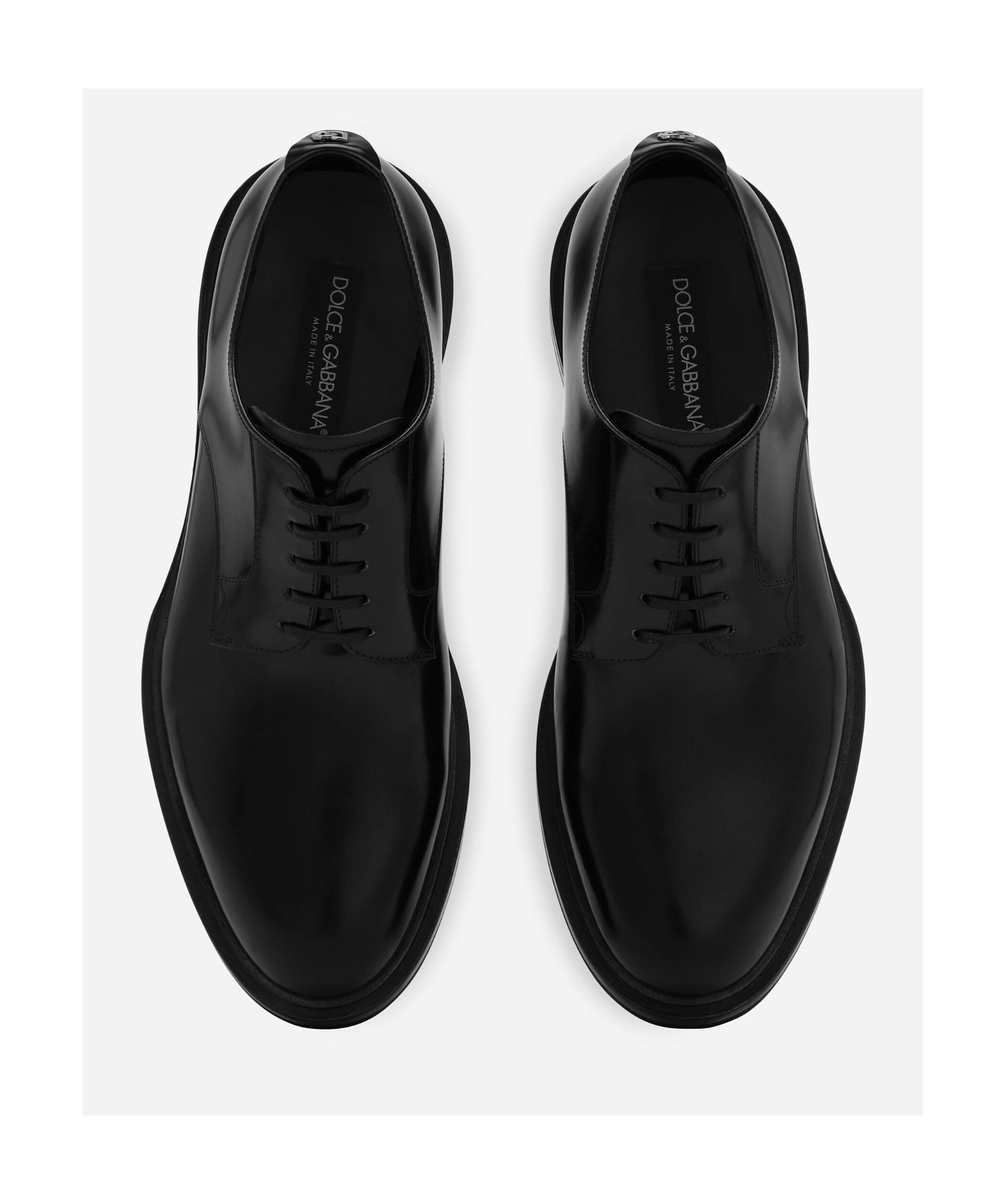Dolce & Gabbana Black Leather Lace Up Shoes In Black