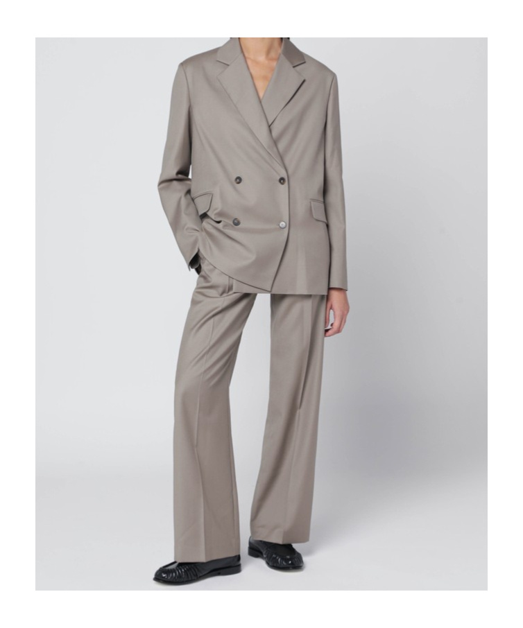 Loulou Studio Double-breasted Suit Jacket In Gray