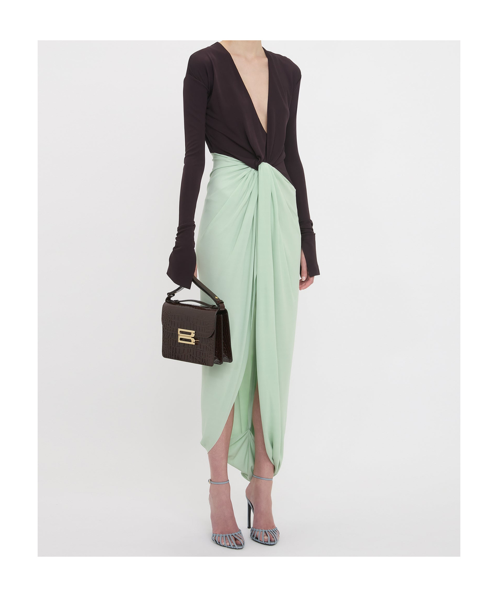 Victoria Beckham Knotted Jersey Gown In Black