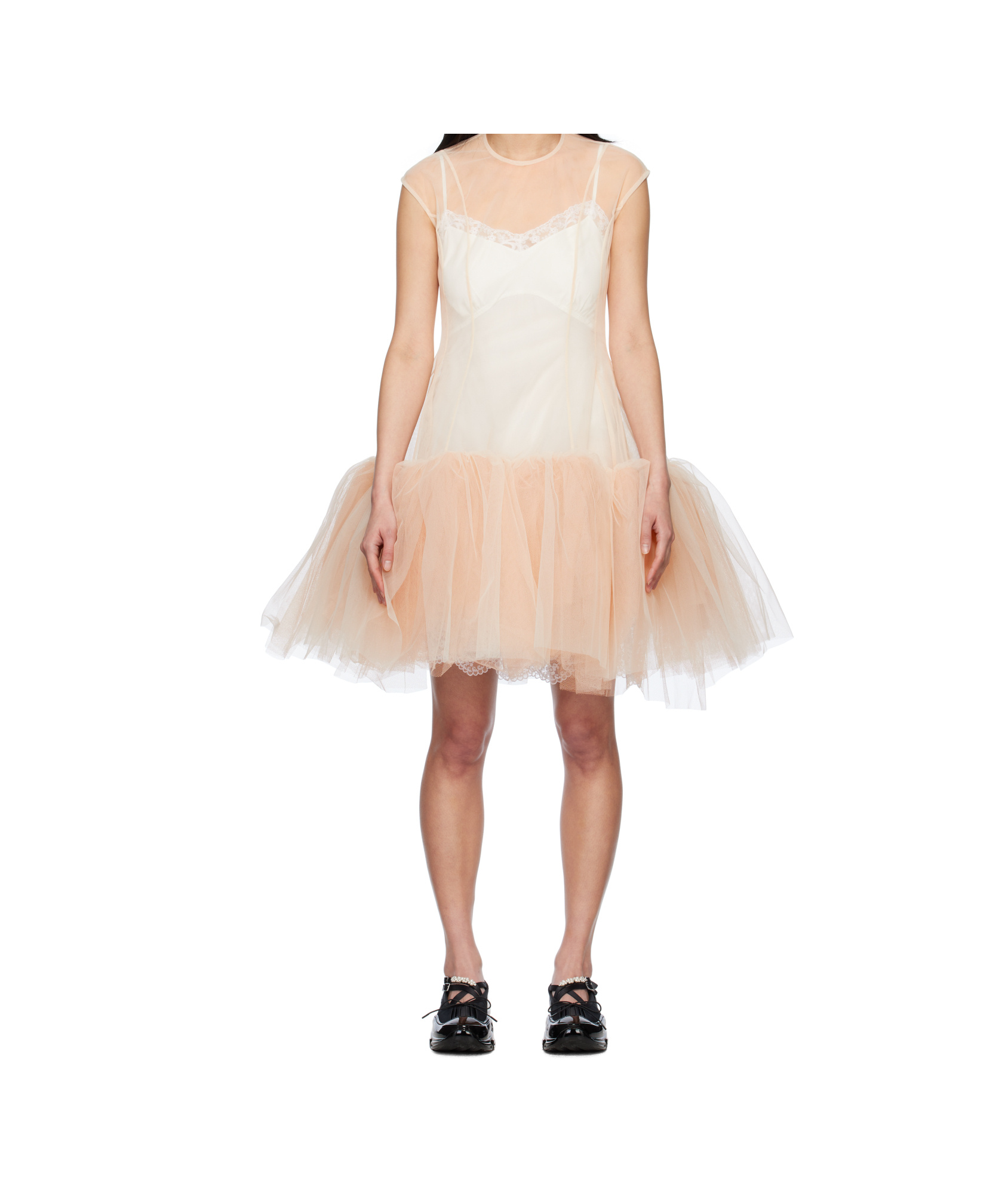Simone Rocha Beige Sleeveless Ballet Tutu Minidress In White