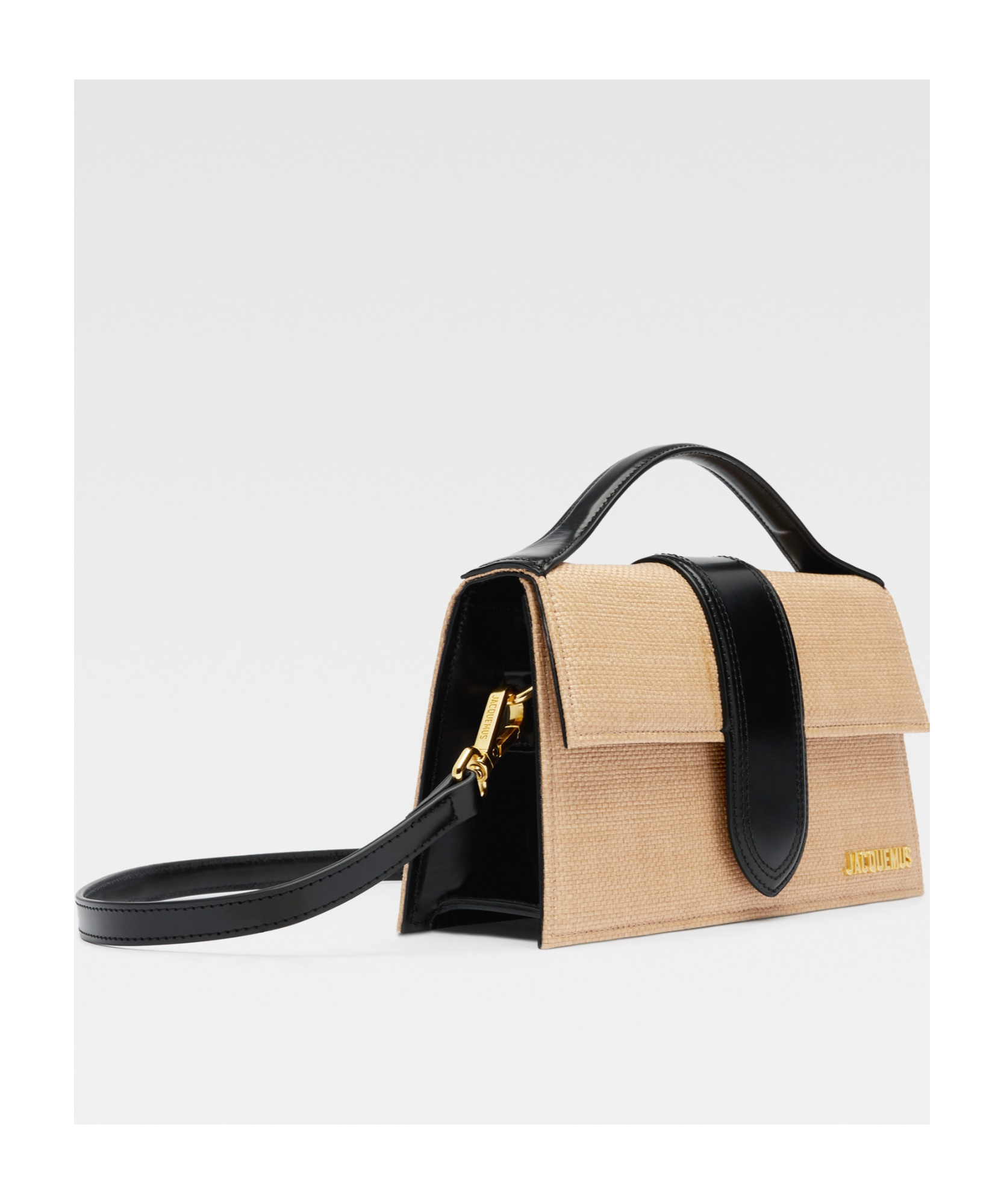 Jacquemus Le Grand Bambino Woven Top-handle Bag In Nude