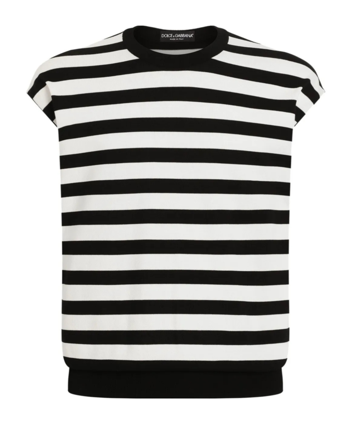 Dolce & Gabbana Sleeveless Kimono-style Striped Sweater In Black