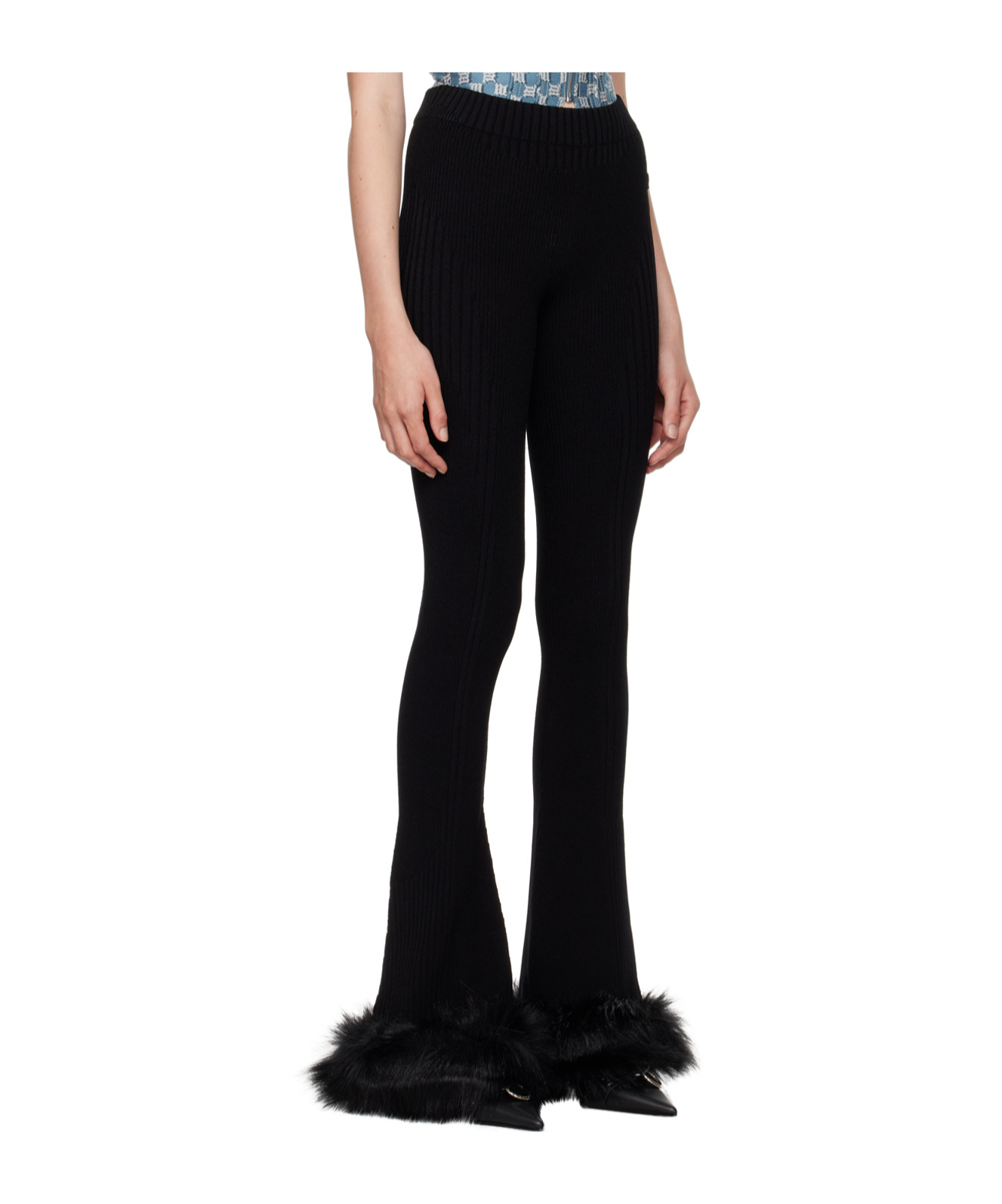 Misbhv Artificial Fur Trumpet Casual Pants In Black