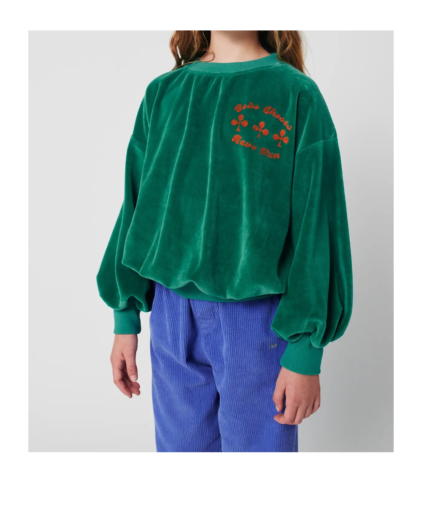 Bobo Choses Have Fun Velvet Sweatshirt In Green