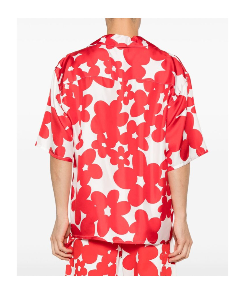Marni Printed Short Sleeve Button Front Shirt In Orange
