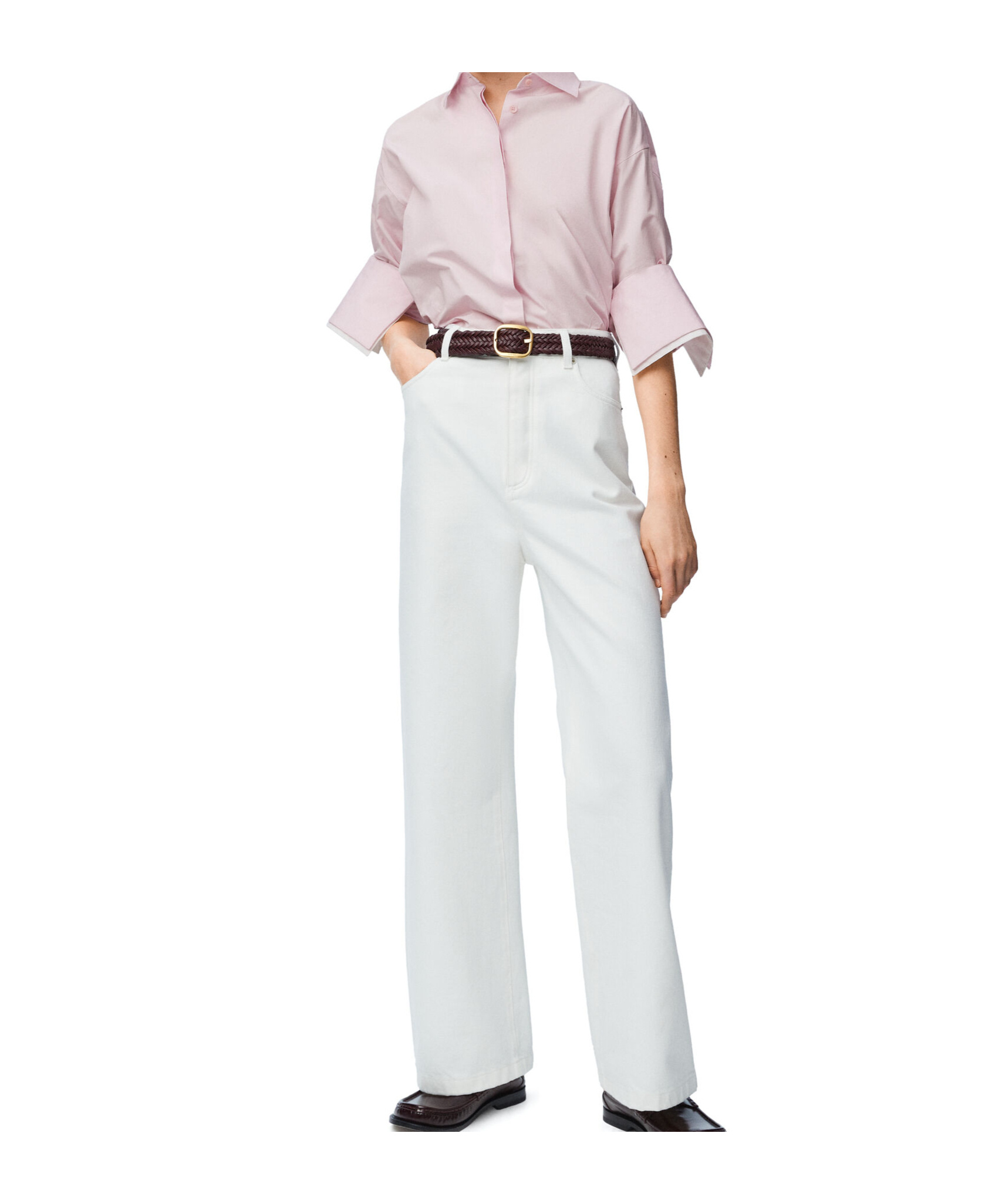 Loewe Womens Baby Light Pink Turn-up Long-sleeve Cotton-poplin Shirt In Purple