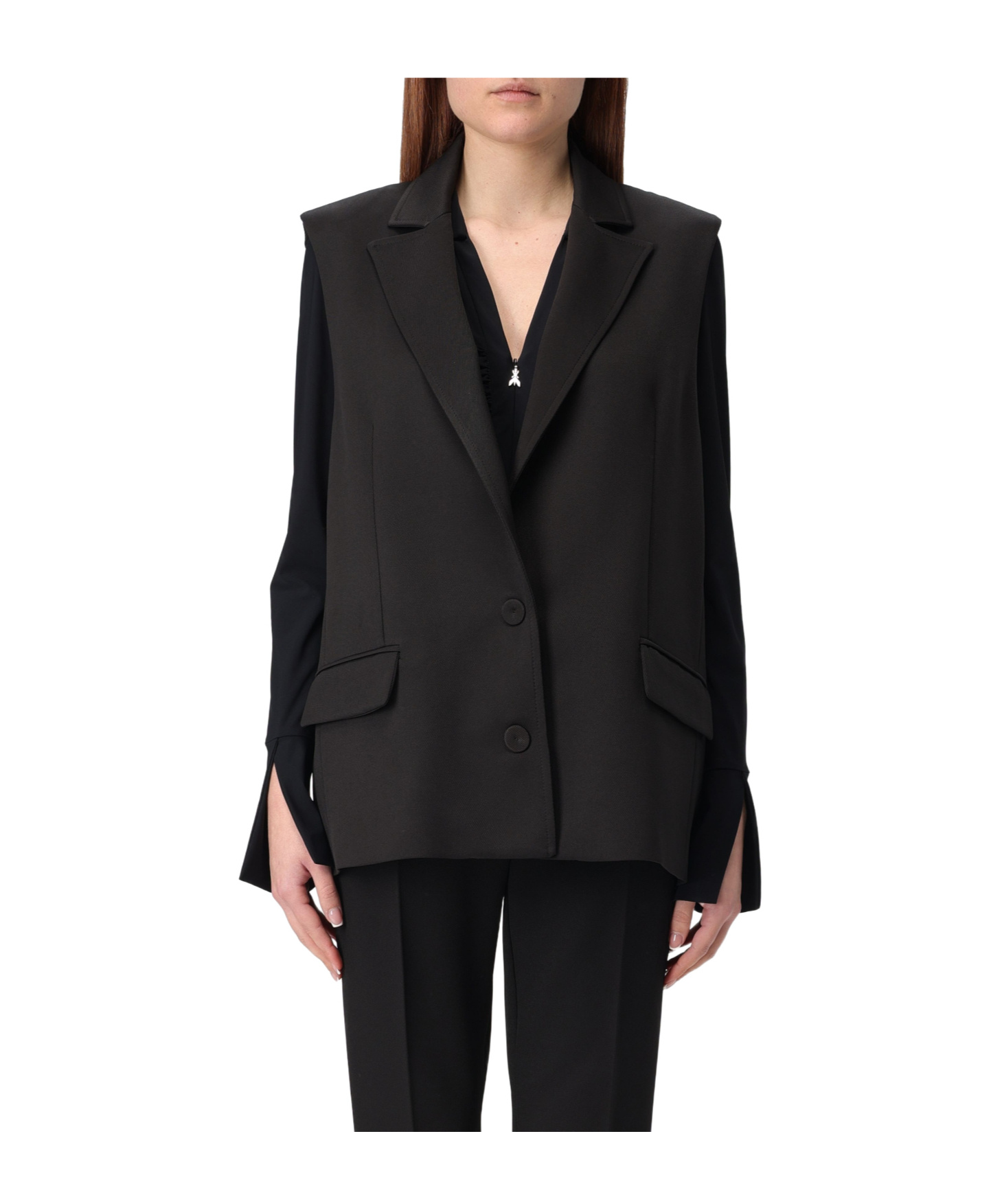 Patrizia Pepe Collarless Sleeveless Vest