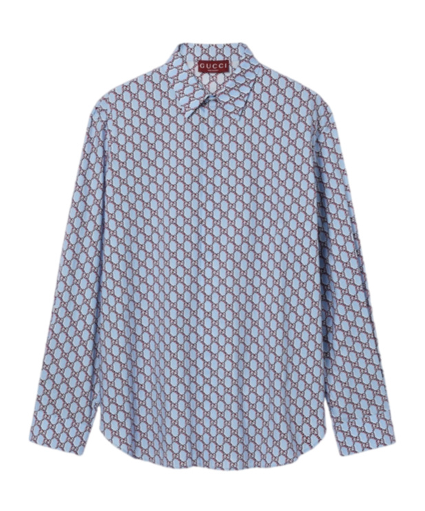 Gucci Printed Cotton Shirt In Gray