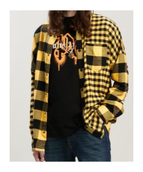 Palm Angels Tweed Checked Jacket In Yellow