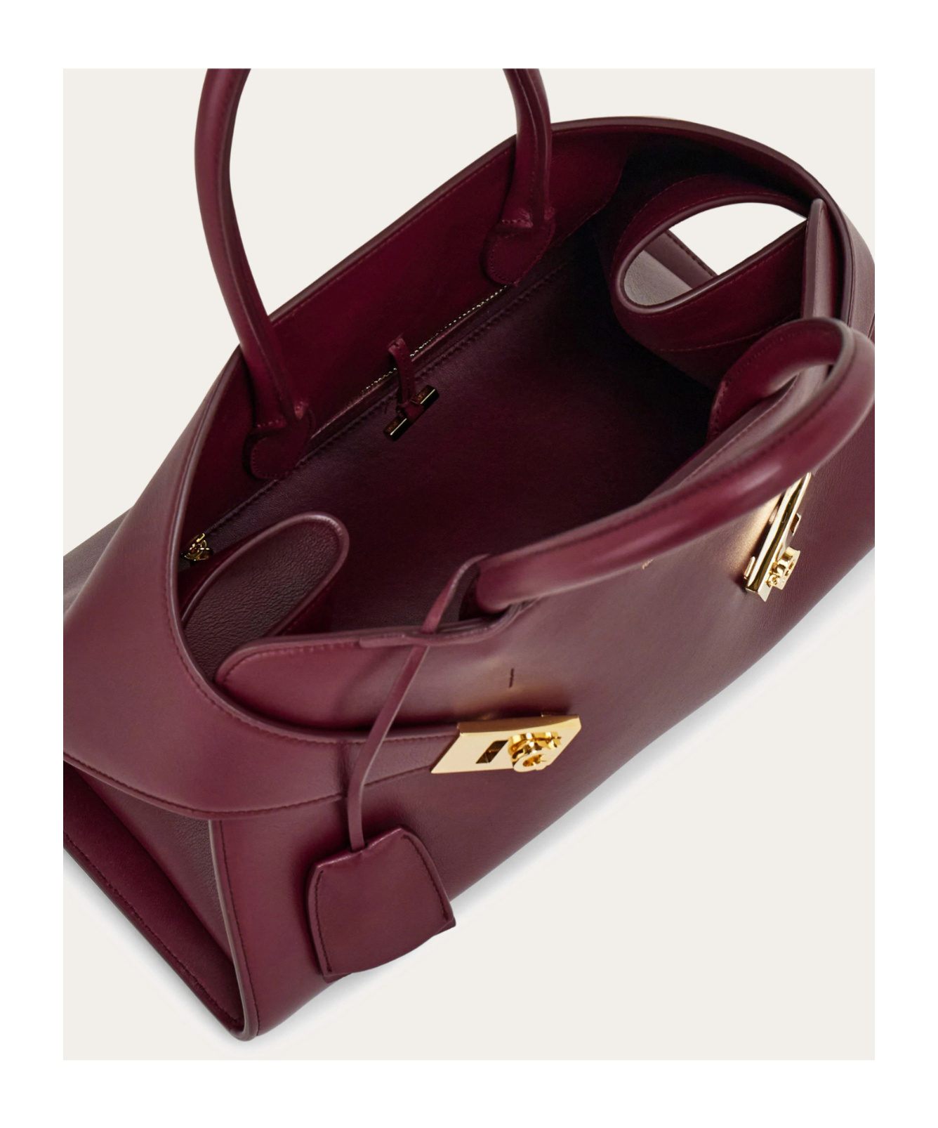 Ferragamo Medium Hug Leather Tote Bag In Purple