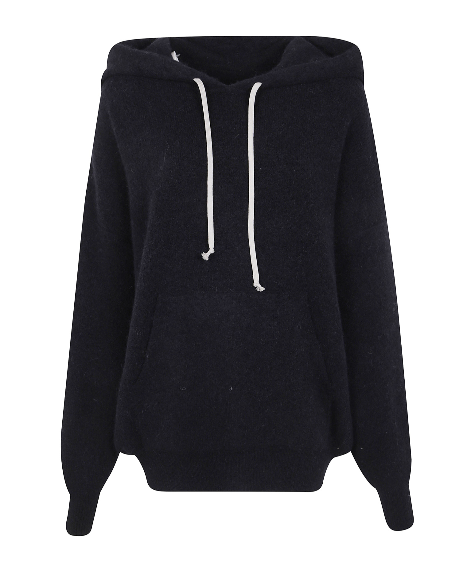 Rick Owens Hooded Sweater With Drawstring And Pocket In Black
