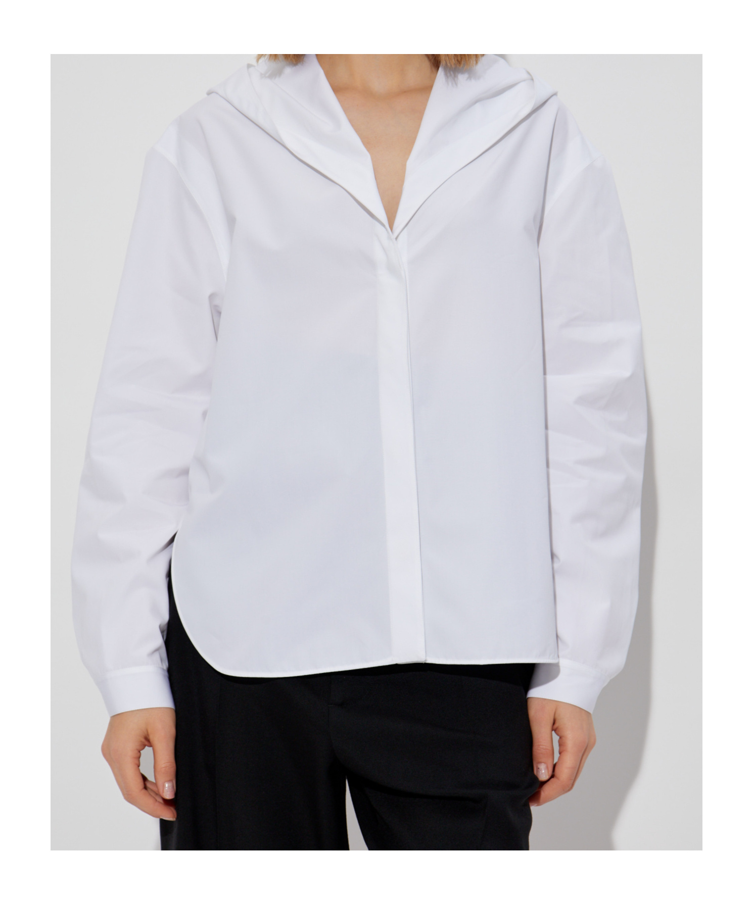 Alaïa Hooded Cotton-poplin Blouse In White