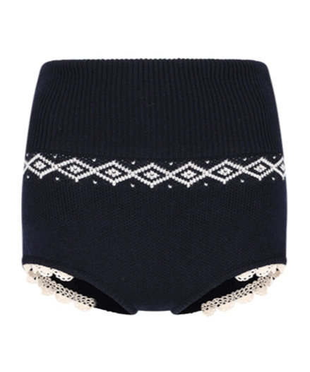 Magda Butrym Geometric-print Ribbed Shorts In Blue