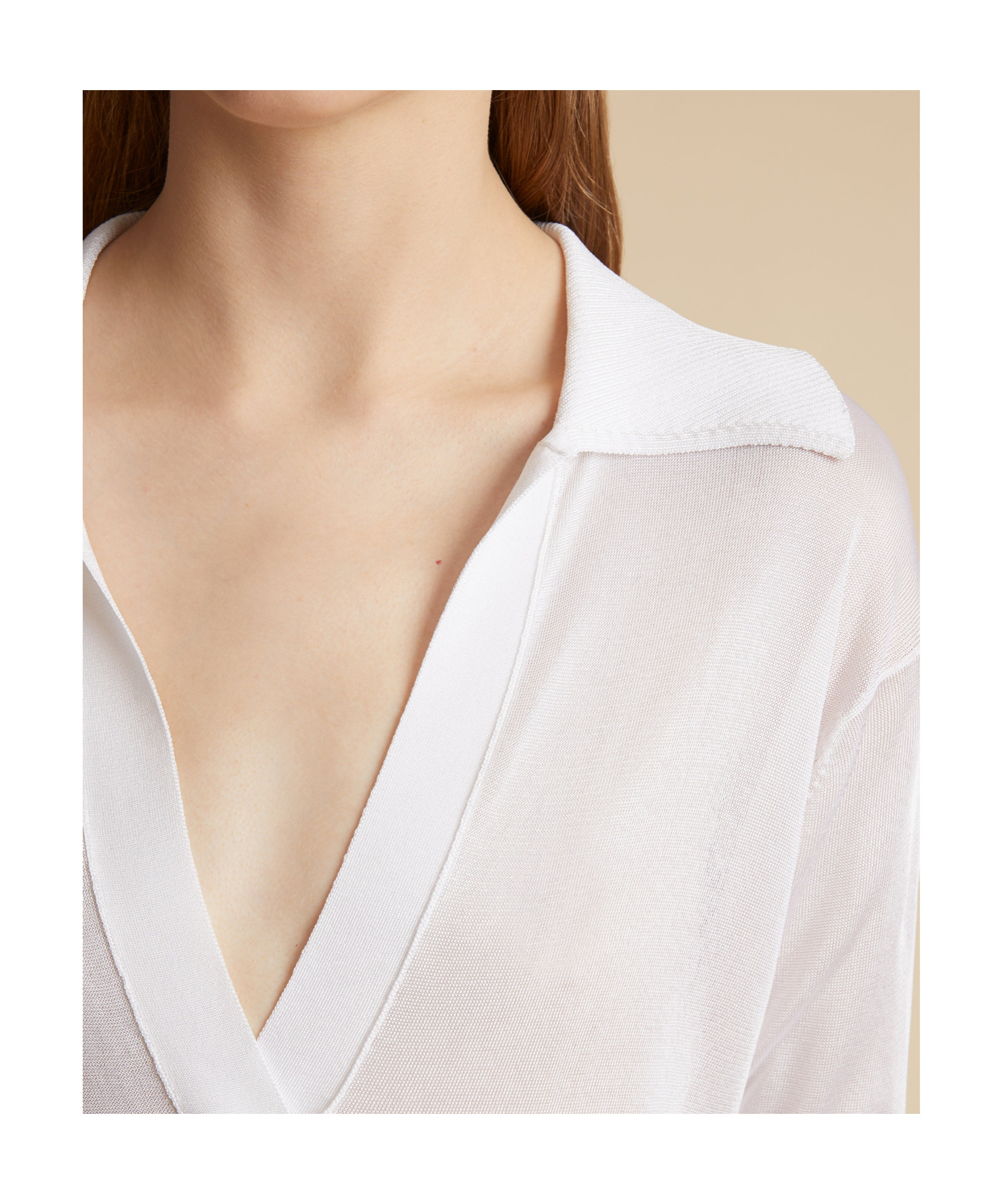 Khaite The Julita V-neck Polo Top In White